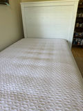 Twin size White wooden bed with mattress and gray tufted topper - thumbnail 2 of 6