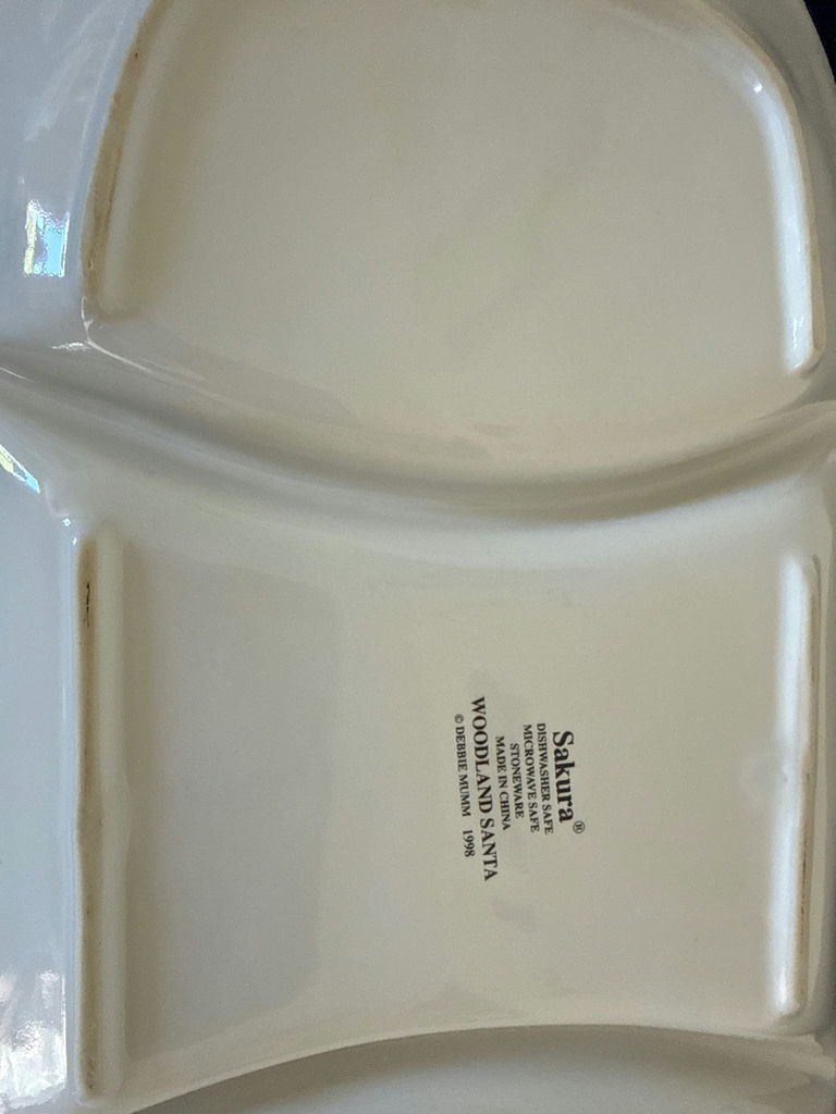 Sakura Three-section Christmas ceramic serving platter with pinecone border - image 2 of 2