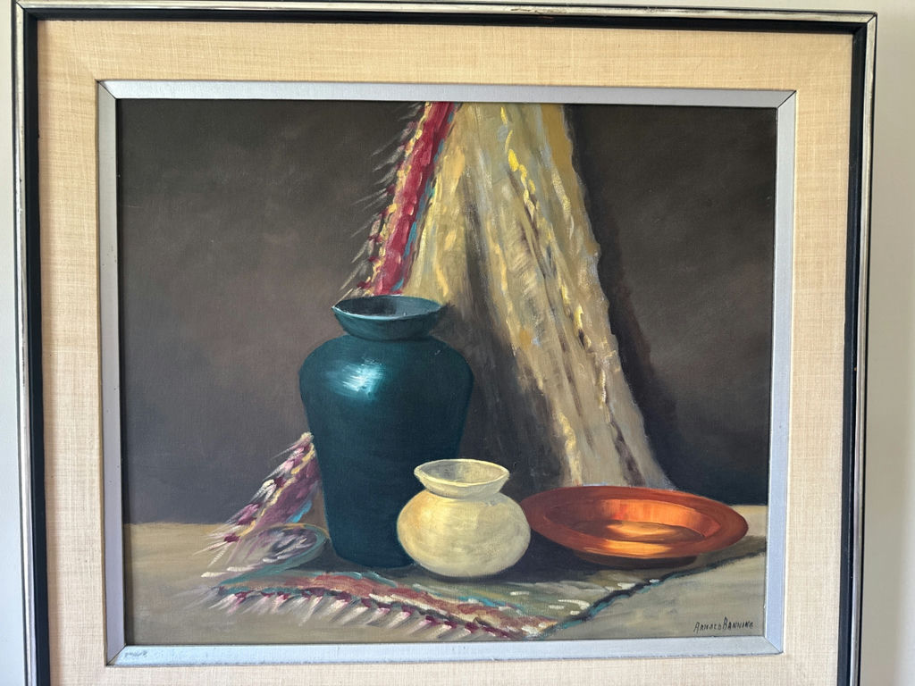 Arnold Banning - Still life painting with vases and plate - image 2 of 3