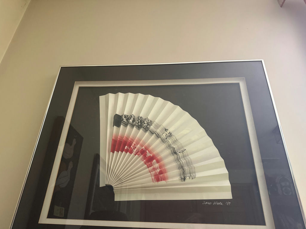 Doris Wada - Framed folded paper fan artwork - image 2 of 3