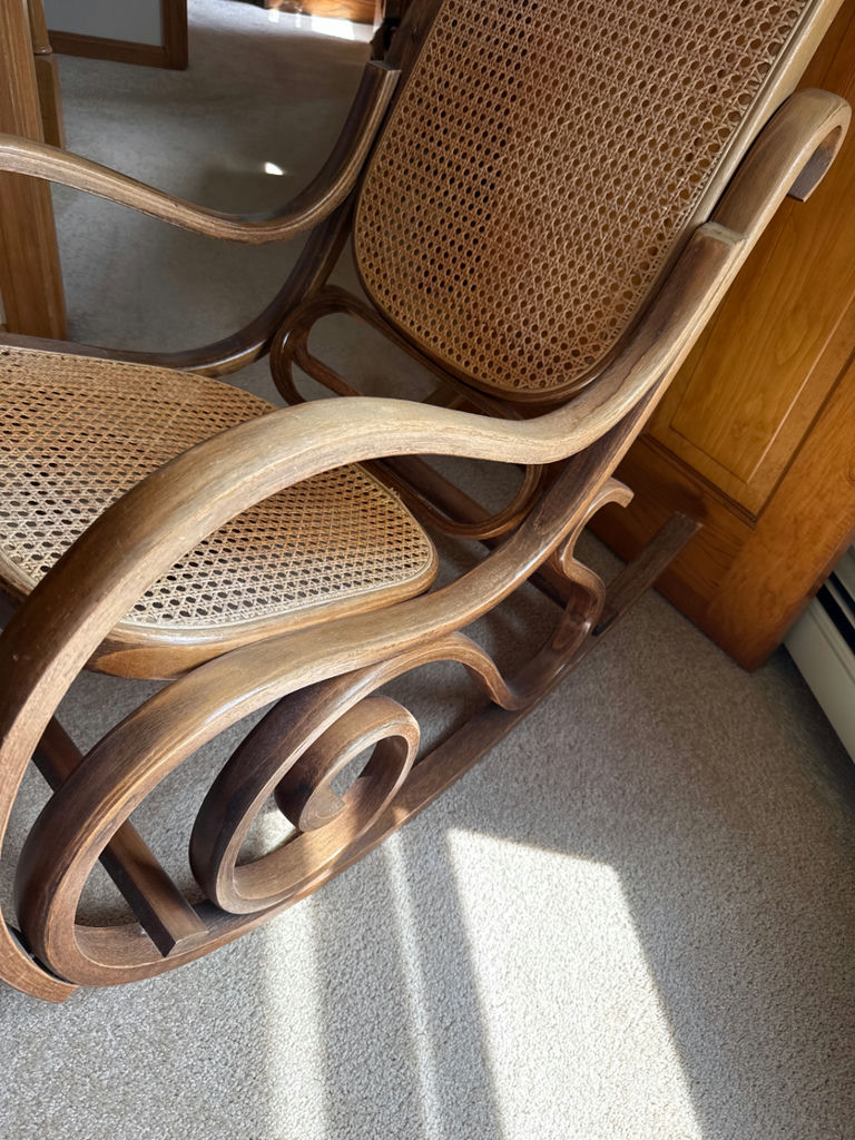 Wooden rocking chair with caned seat and back - image 3 of 3