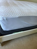 Twin size White wooden bed with mattress and gray tufted topper - thumbnail 4 of 6
