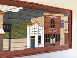 Wooden mosaic wall panel of a Western town storefront row - thumbnail 5 of 5