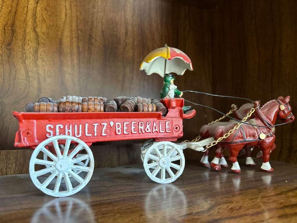Vintage Schultz's Beer & Ale toy wagon with horse team - image 1 of 3
