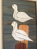 Two White Birds on Rustic Wood Panel Signed - thumbnail 3 of 3