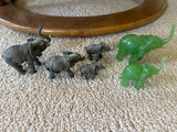 Elephant figurines (gray and green) - thumbnail 1 of 2