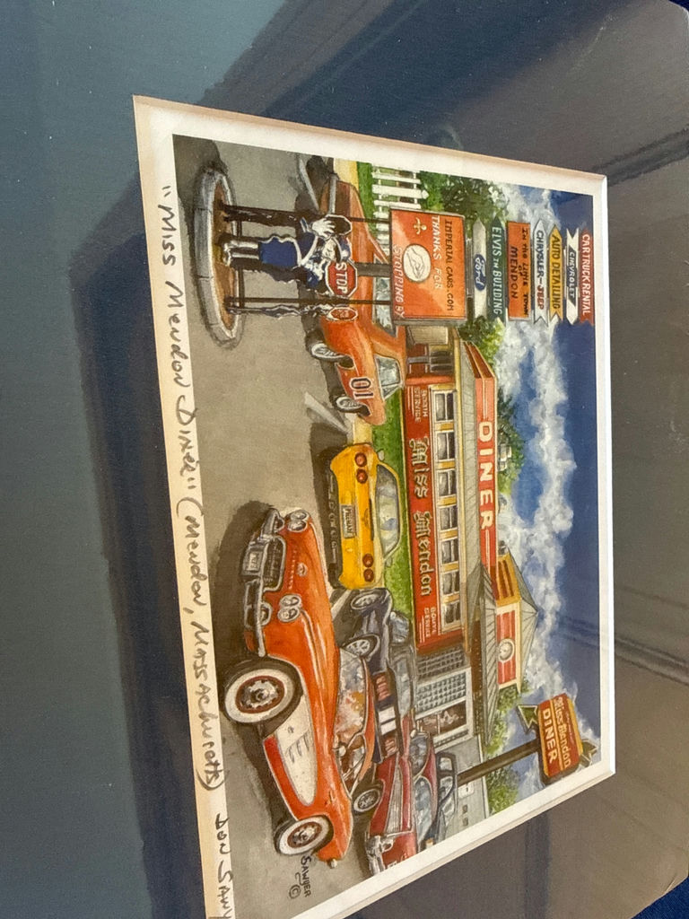 Mendon Diner - Pair of framed vintage diner car art prints - image 1 of 4