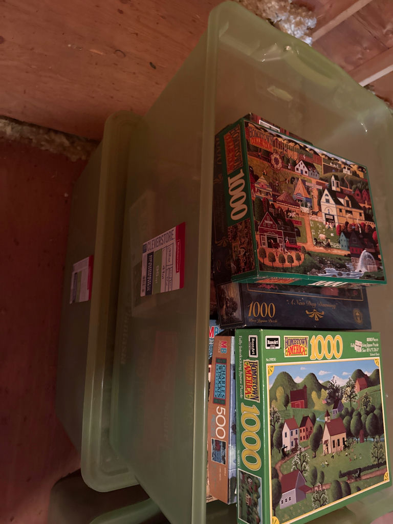 Assorted jigsaw puzzles in storage bins - image 4 of 4