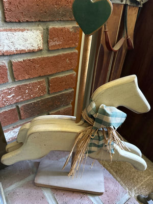 White Wooden Rocking Horse Decor - Image 1 of 2