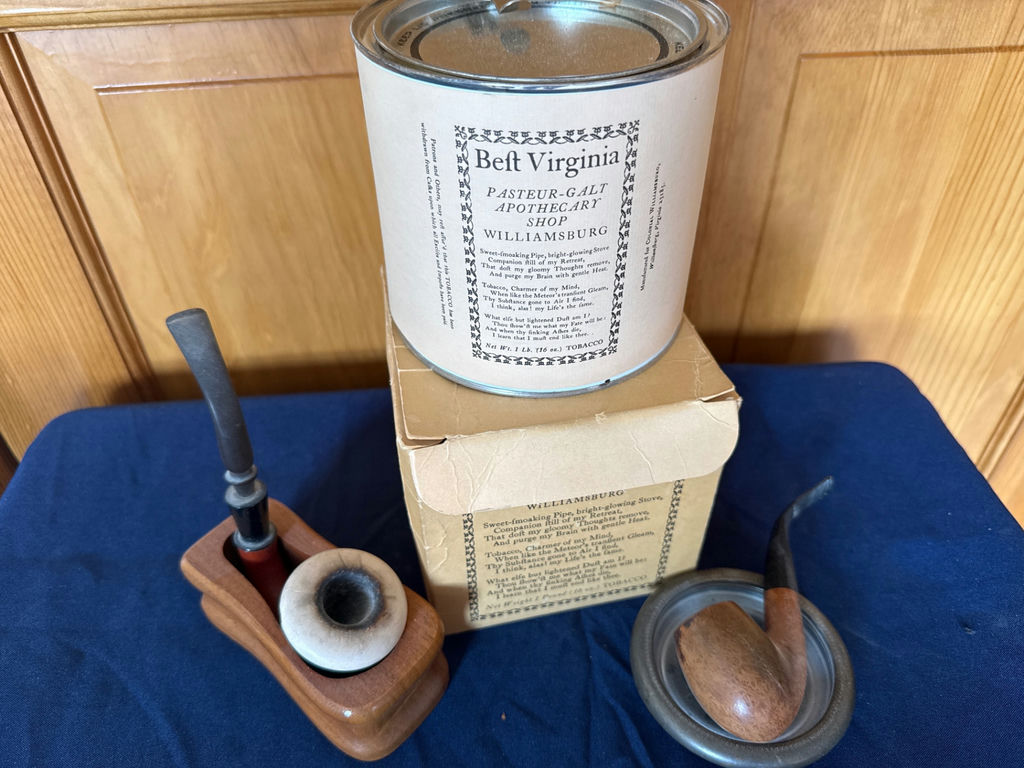 Antique tobacco pipes with Virginia tobacco tin and accessories - image 2 of 3