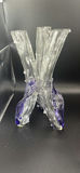 Pair of Antique Victorian Cut Crystal Magnum Decanters Strawberry Diamond 19thC And Vintage MCM Textured Bark Glass Triple Bud Vases Amethyst Feet - Pair - thumbnail 14 of 19