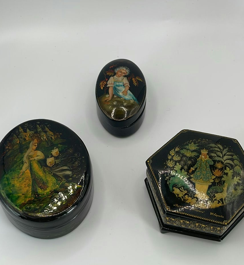 Handpainted Russian Lacquer Boxes - image 1 of 15