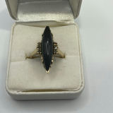 Marquise Cut 10k Onyx Ring - thumbnail 1 of 8