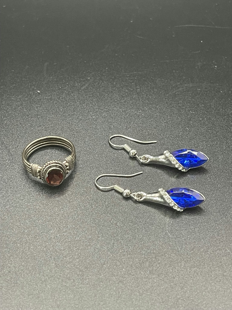 Earrings And Silver Ring - image 1 of 3