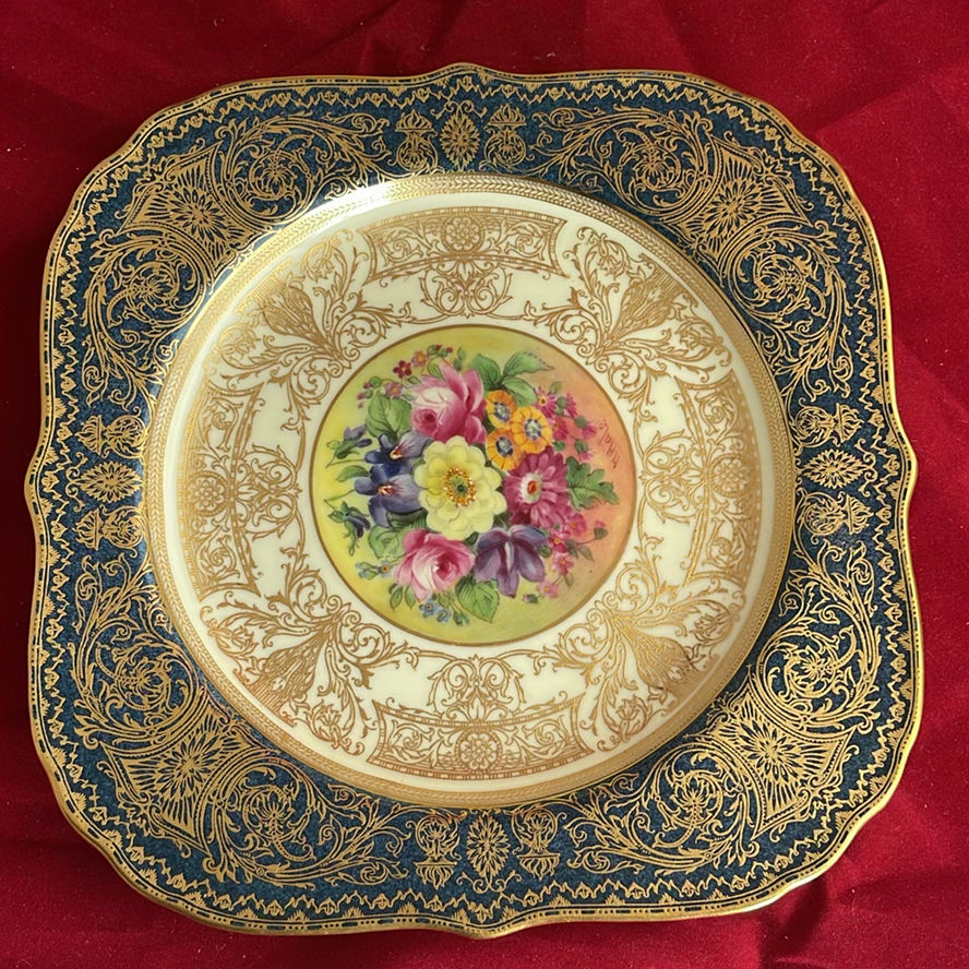 Vintage Royal Worcester 1941 22k Gold Border Square Plates (3) - image 3 of 11