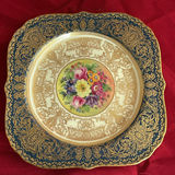 Vintage Royal Worcester 1941 22k Gold Border Square Plates (3) - thumbnail 3 of 11
