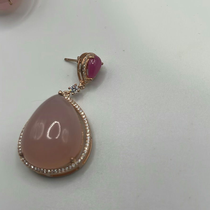 Rose Gold Plated 925 Silver And Rose Quartz Set - image 11 of 13