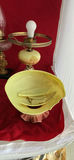 MCM Table Lamp, Fenton Burmese Glass lamp, Antique Figural kerosene Lamp - thumbnail 7 of 10