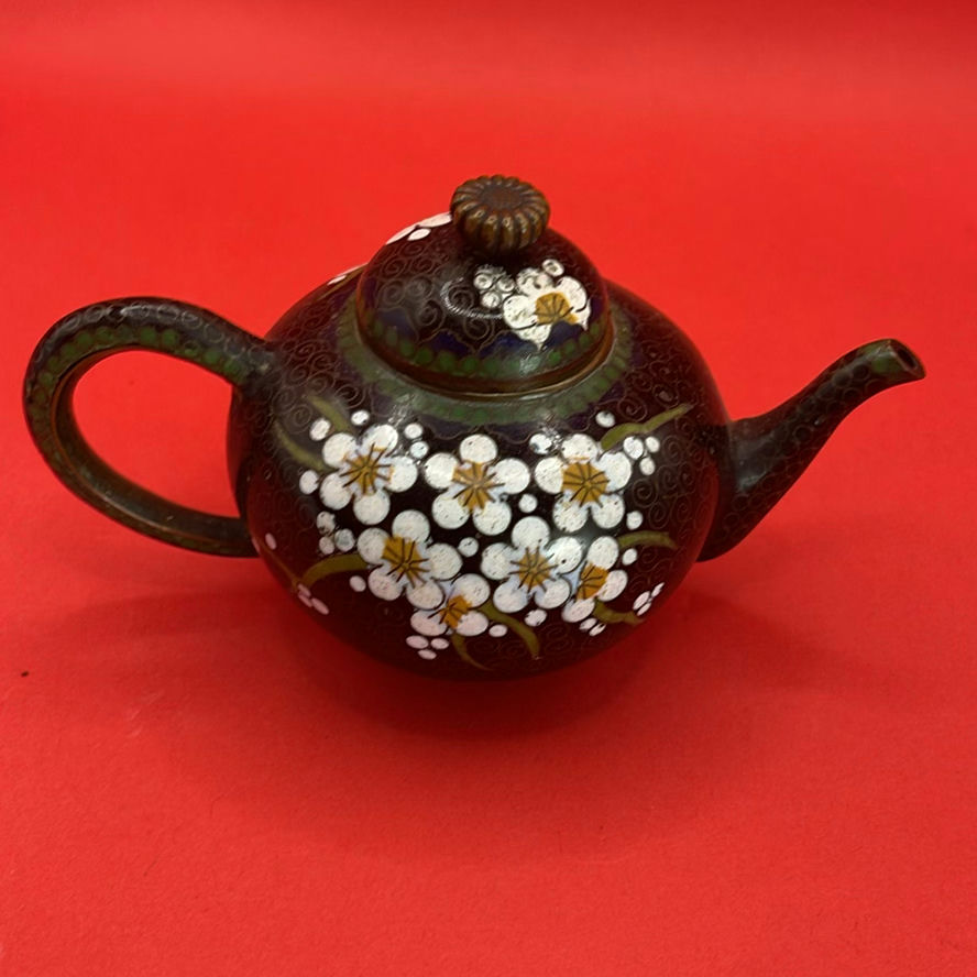 Cloisonné Decorative Items Including Horse Figurine, Teapot, Box, and Napkin Ring - image 14 of 15