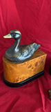 1930's Art Deco Ebonized Brass Duck Bookends on Burlwood Bases and Brass Bird - thumbnail 4 of 8