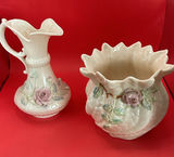Belleek Vase And Ewer - thumbnail 1 of 12