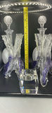 Pair of Antique Victorian Cut Crystal Magnum Decanters Strawberry Diamond 19thC And Vintage MCM Textured Bark Glass Triple Bud Vases Amethyst Feet - Pair - thumbnail 2 of 19