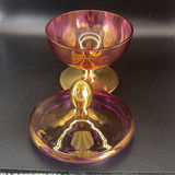 Vintage Bohemian Cased Glass Vase, Czech White Overlay Cut to Cranberry, Hand Painted Floral 7””. - thumbnail 11 of 18
