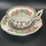 Vintage Bohemian Cased Glass Vase, Czech White Overlay Cut to Cranberry, Hand Painted Floral 7””. - thumbnail 14 of 18