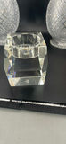 Pair of Antique Victorian Cut Crystal Magnum Decanters Strawberry Diamond 19thC And Vintage MCM Textured Bark Glass Triple Bud Vases Amethyst Feet - Pair - thumbnail 6 of 19