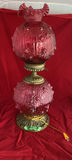 Fenton Cranberry Glass Gone with the Wind Lamp - thumbnail 1 of 8
