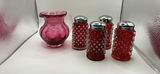 Fenton Cranberry Hobnail S&P Shakers And Small Pitcher - thumbnail 1 of 10