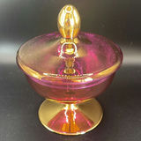 Vintage Bohemian Cased Glass Vase, Czech White Overlay Cut to Cranberry, Hand Painted Floral 7””. - thumbnail 9 of 18