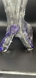 Pair of Antique Victorian Cut Crystal Magnum Decanters Strawberry Diamond 19thC And Vintage MCM Textured Bark Glass Triple Bud Vases Amethyst Feet - Pair - thumbnail 19 of 19