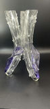 Pair of Antique Victorian Cut Crystal Magnum Decanters Strawberry Diamond 19thC And Vintage MCM Textured Bark Glass Triple Bud Vases Amethyst Feet - Pair - thumbnail 17 of 19