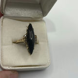 Marquise Cut 10k Onyx Ring - thumbnail 2 of 8