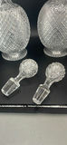 Pair of Antique Victorian Cut Crystal Magnum Decanters Strawberry Diamond 19thC And Vintage MCM Textured Bark Glass Triple Bud Vases Amethyst Feet - Pair - thumbnail 10 of 19