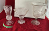 Edinburgh Crystal Thistle Vase, Lead Crystal Fan Vase And An Antique Celery Frosted Vase - thumbnail 1 of 15