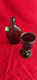 St Clair Amber Glass Bottle And Glass Vase/Goblet With Hearts - thumbnail 1 of 9