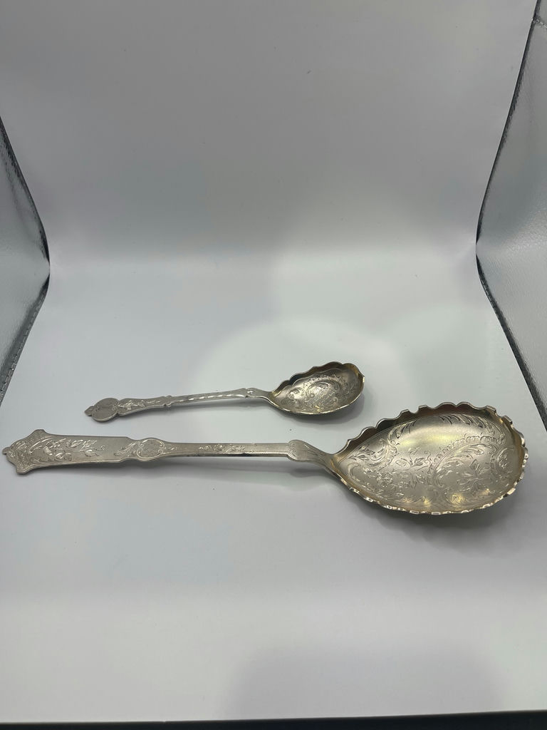 Danish Silver Antique engraved Spoons - image 1 of 12