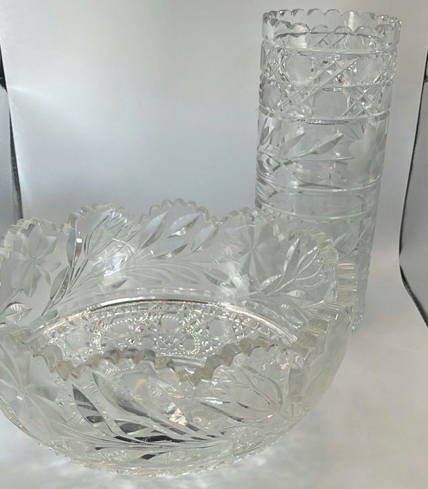 Vintage Lausitzer Glass Vase And Antique Crystal Bowl From ABP - image 1 of 12