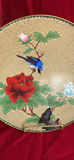 Vintage Chinese Cloisonné Set: 10" Floral/Bird Plate & 8" Cobalt Blossom Bowl - thumbnail 3 of 10