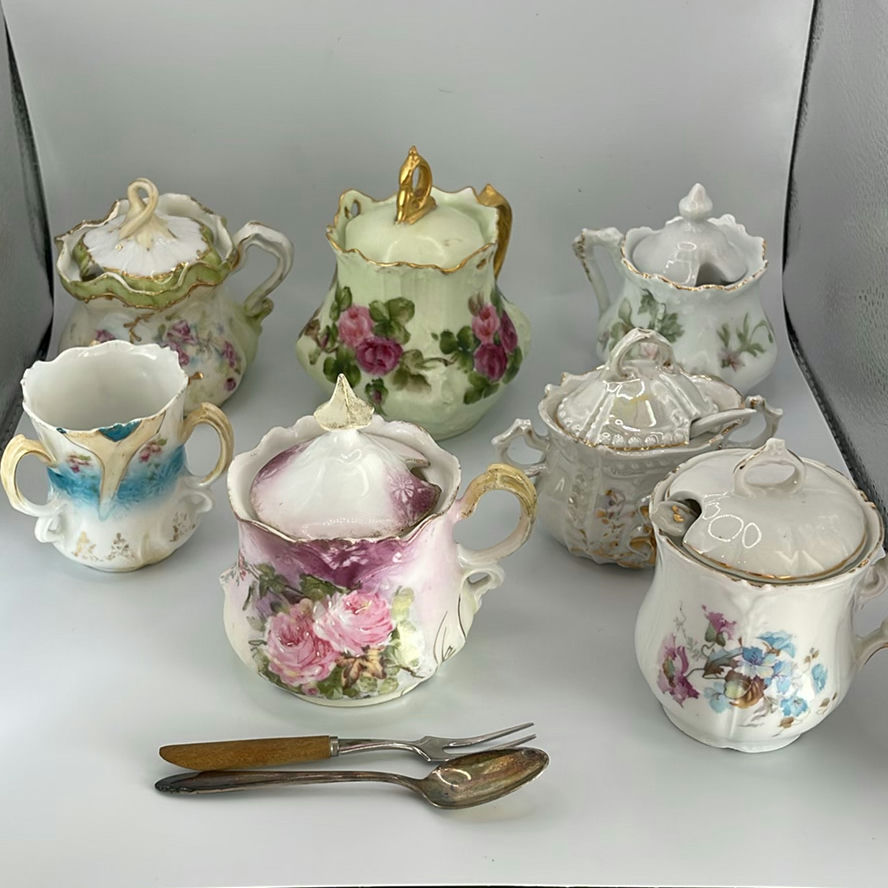 Antique Mustard Pots (7) And Sterling Spoon - image 1 of 27