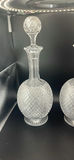 Pair of Antique Victorian Cut Crystal Magnum Decanters Strawberry Diamond 19thC And Vintage MCM Textured Bark Glass Triple Bud Vases Amethyst Feet - Pair - thumbnail 9 of 19