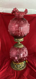 Fenton Cranberry Glass Gone with the Wind Lamp - thumbnail 6 of 8