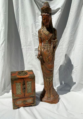 Tall Asian Goddess Statue, Jewelry Box - Image 1 of 11