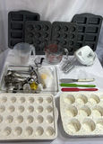 Baking supplies set with muffin pans, hand mixer, and measuring tools - thumbnail 1 of 6
