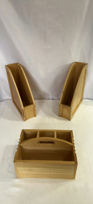 Wooden desk organizer set with magazine/file holders and compartment box - Image 1 of 3