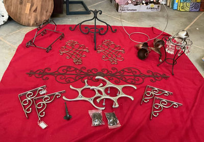 Wrought-iron scrollwork hardware set - Image 1 of 7