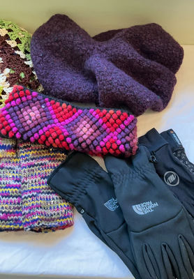 Knit scarves, hats, gloves, etc. - Image 1 of 4
