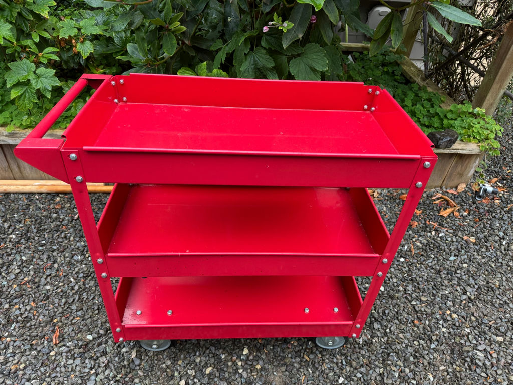 3-Tier Heavy Duty Red Metal Rolling Utility Car - image 1 of 4